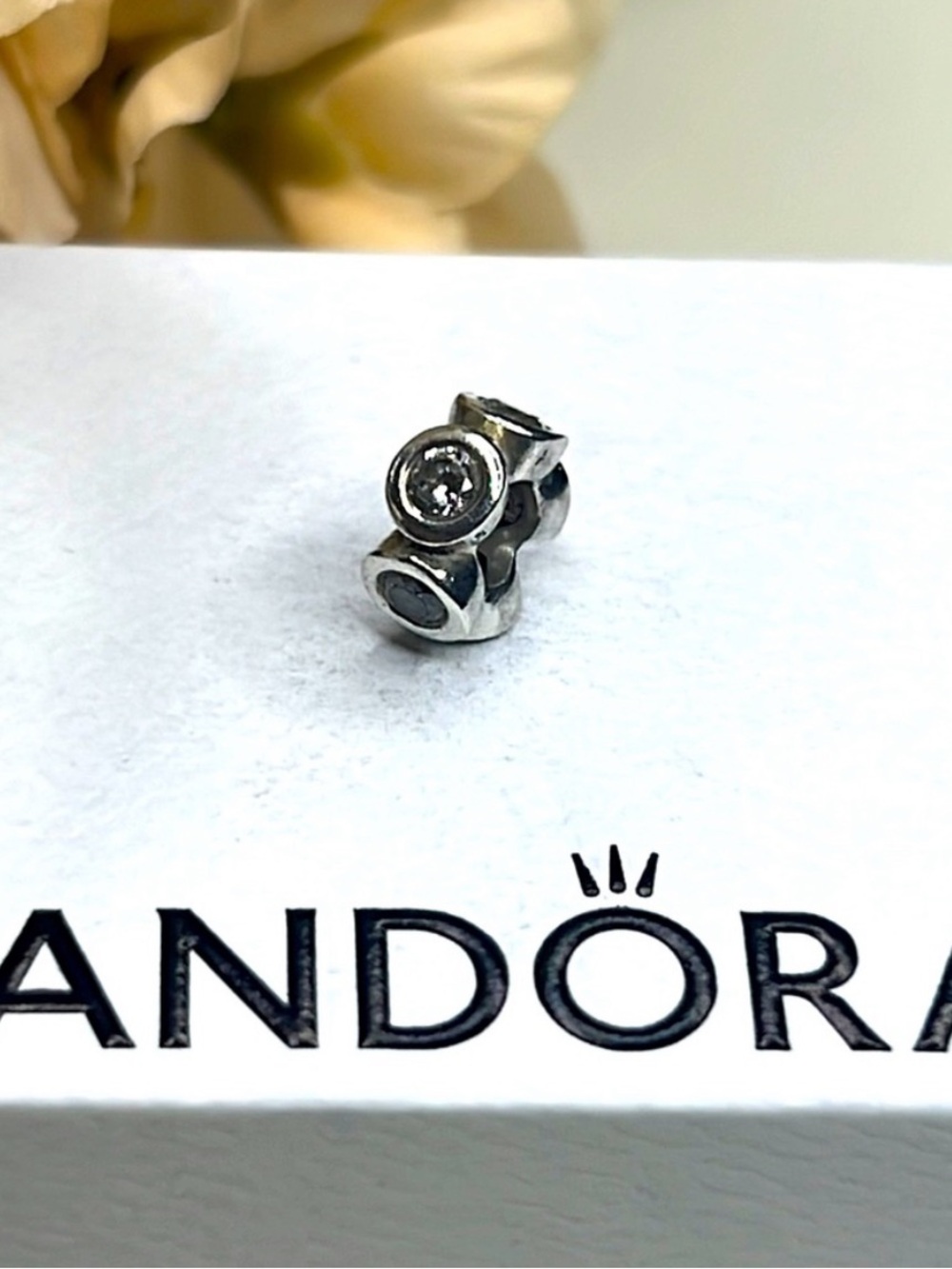 Genuine Pandora 925 Silver Lights Clear CZ Spacer Charm